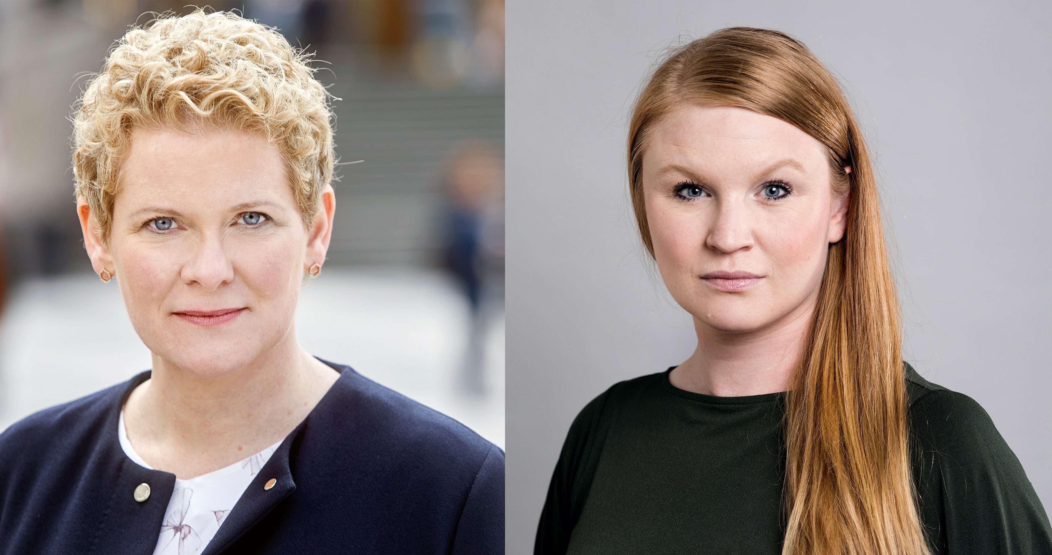 portträttfoton på oppositionsborgarråden Clara Lindblom och Karin Wanngård