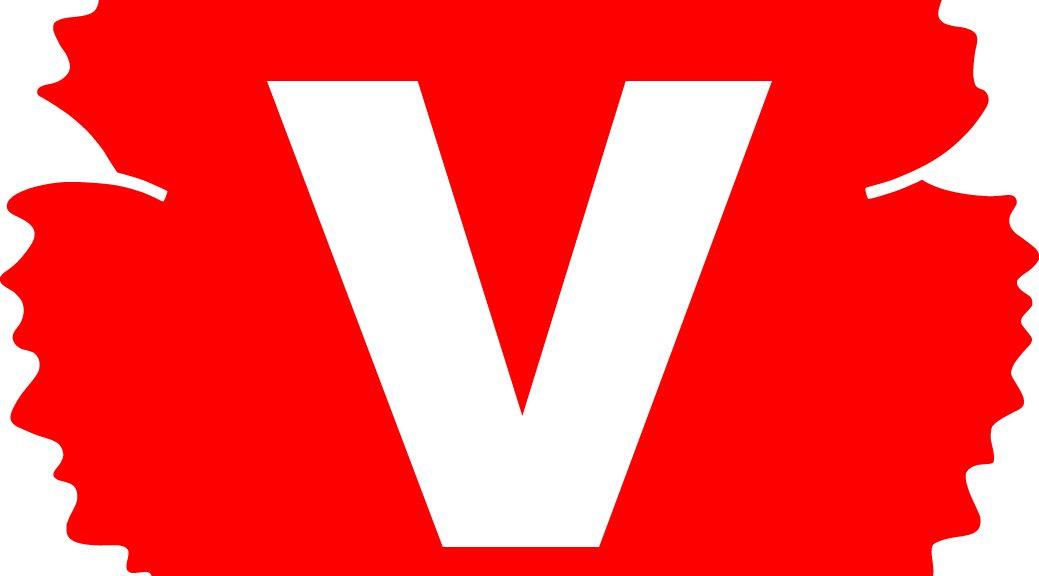Vänsterpartiets logotyp, en röd nejlika med ett vitt v inuti, med vit bakgrund
